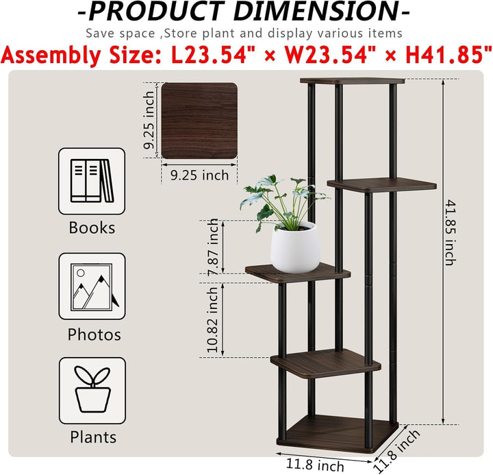 Blumenständer 5-stufiges Pflanzenregal aus Metall für mehrere Pflanzen, hohe Eckblumenhalter für Ter
