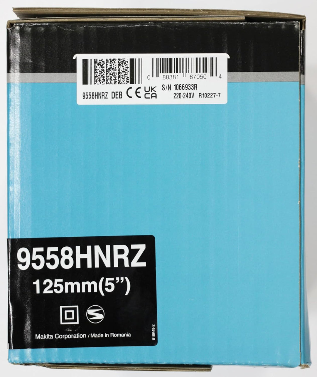 Makita 9558HNRZ Winkelschleifer, 125 mm Scheibendurchmesser, 840 Watt Leistung, mit Schutzhaube und
