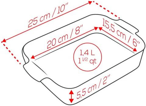 PEUGEOT - Rechteckige Auflaufform aus Keramik - 25 cm x 16,8 cm x 6,2 cm - Fassungsvermögen: 1,4 L -