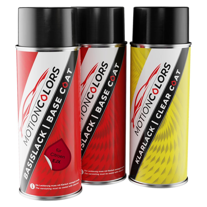 MOTIONCOLORS Rouge Furio/Furio Rot EJX für Citroen Autolack Sprühdosen Set Grundlack Basislack Klarl