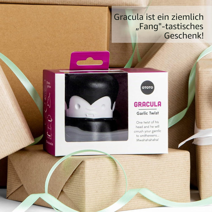 OTOTO Gracula Knoblauchschneider - Knoblauch Zerkleinerer & Schäler - Knoblauchpresse Dracula Leicht
