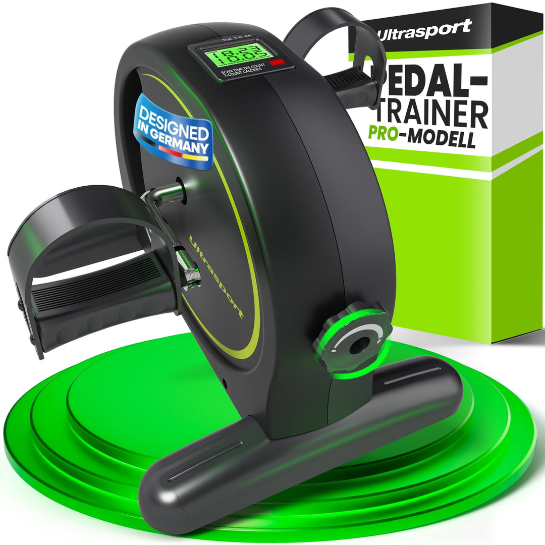 Ultrasport Pedaltrainer für Zuhause CE Zertifiziert inkl. Antirutsch-Matte und Gurt I Extraleiser Ar