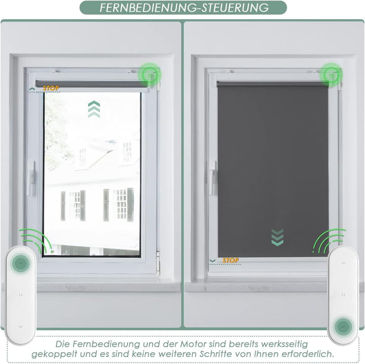 HOMEDEMO M100 Elektrische Rollos Verdunkelungsrollo mit Motor & Fernbedienung, Weiss 120x190cm(BxH),