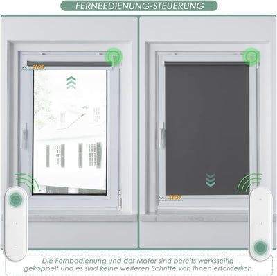 HOMEDEMO M100 Elektrische Rollos Verdunkelungsrollo mit Motor & Fernbedienung, Weiss 120x190cm(BxH),