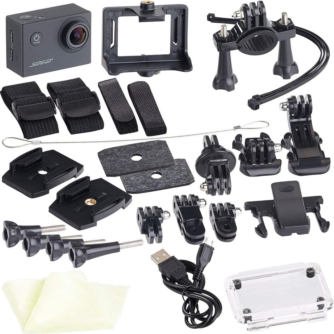 Somikon Action Cam 4K 60fps: Einsteiger-4K-Action-Cam, WLAN Full HD (60 fps) mit Unterwassergehäuse