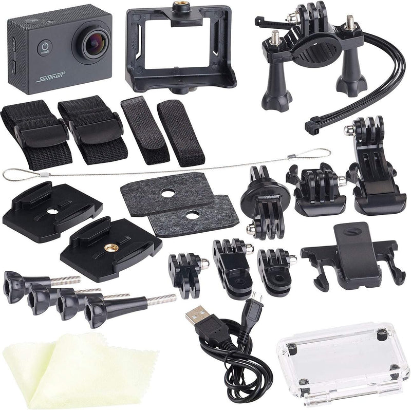 Somikon Action Cam 4K 60fps: Einsteiger-4K-Action-Cam, WLAN Full HD (60 fps) mit Unterwassergehäuse