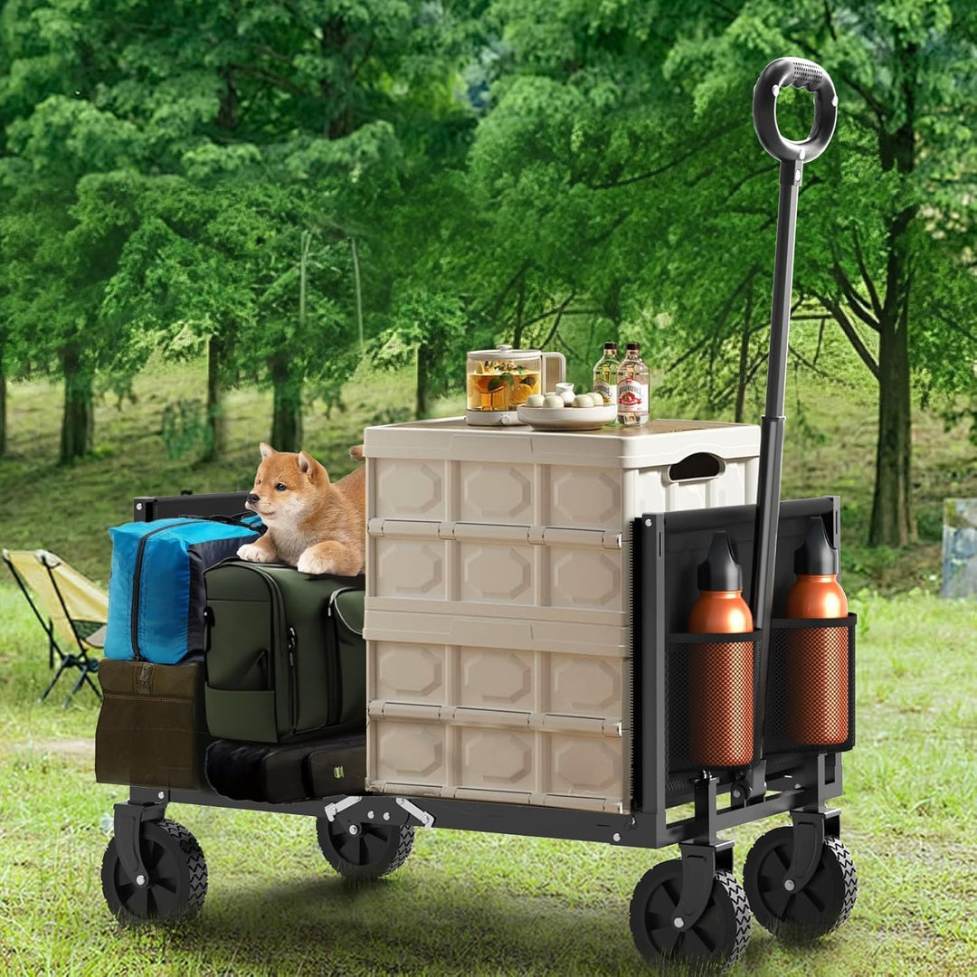 3 in 1 Bollerwagen Faltbar, 360 Lbs Leichter Bollerwagen Mit All-Terrain-Rädern, Handwagen Für Leben