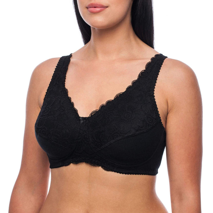 frugue Damen Kompressions BH nach Brust Op, mit Taschen 75D Schwarz, 75D Schwarz