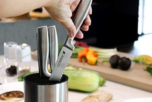 Coninx Edelstahl Messerblock ohne Messer - Moderner runder Messerblock mit flexiblen Lamellen - Univ