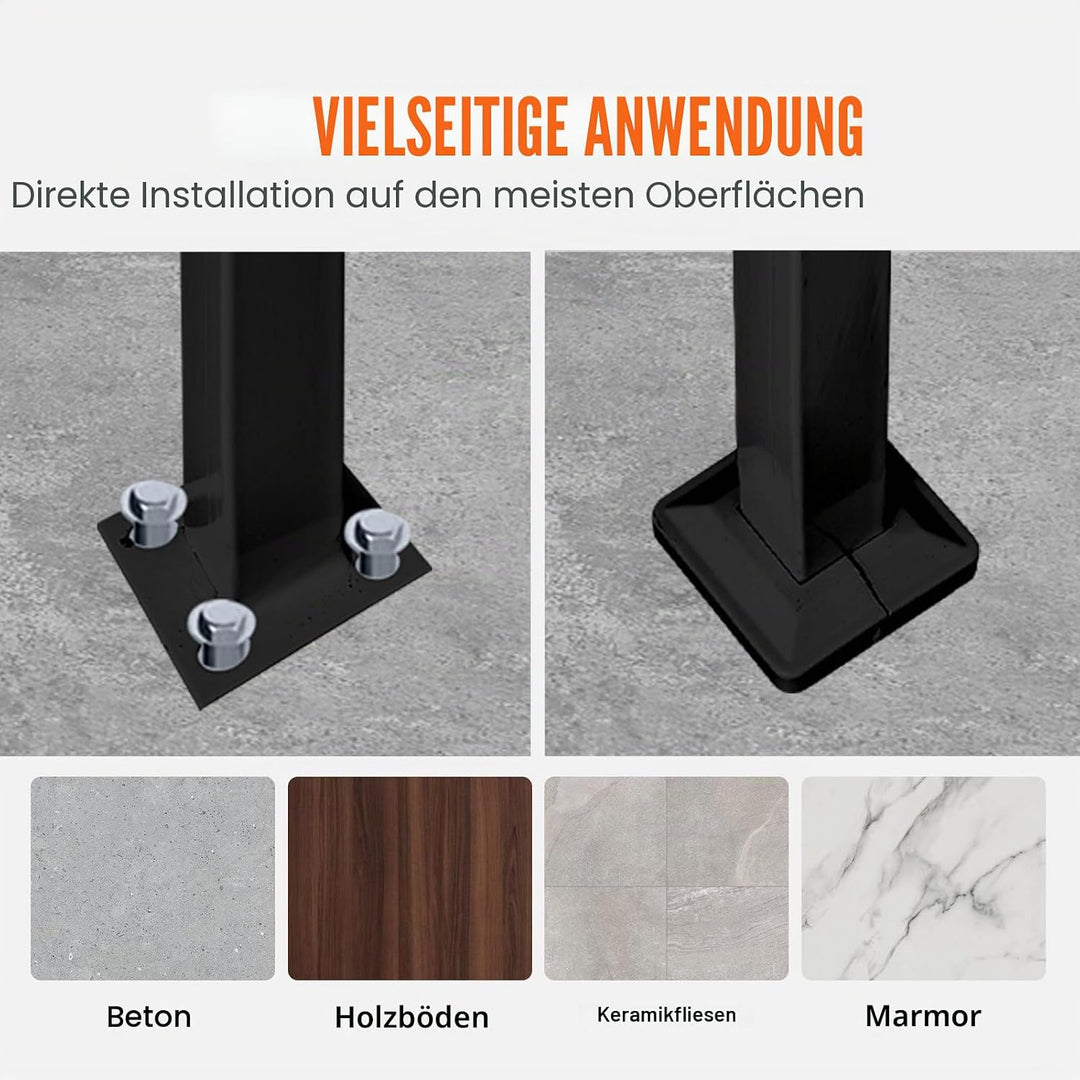Happybuy Handläufe für Outdoor-Stufen, Fit 1 oder 3 Stufen Outdoor Treppengeländer, Schwarz Schmiede