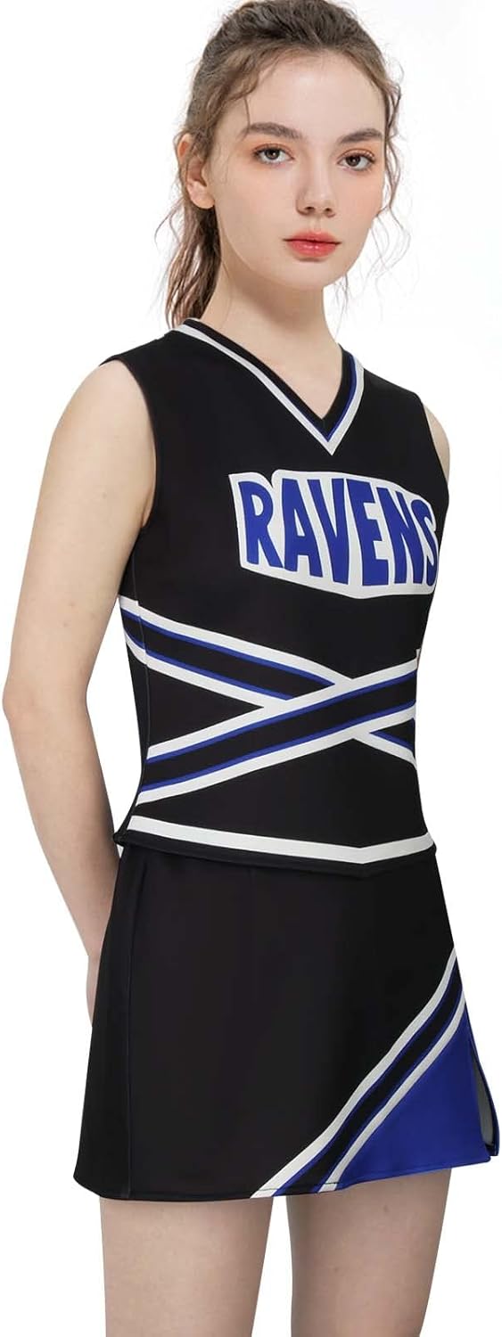 LIKUNGOU Damen Ravens Basketball Cheerleader Kostüm Cheerleading Uniform Varsity High School Cosplay