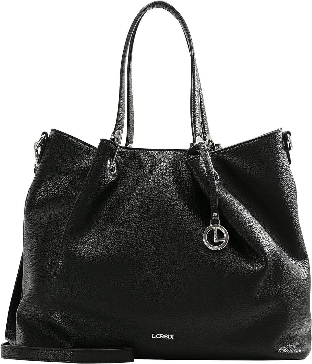 L.CREDI Handtasche Ebony mit Label-Applikationen Einheitsgrösse Schwarz, Einheitsgrösse Schwarz