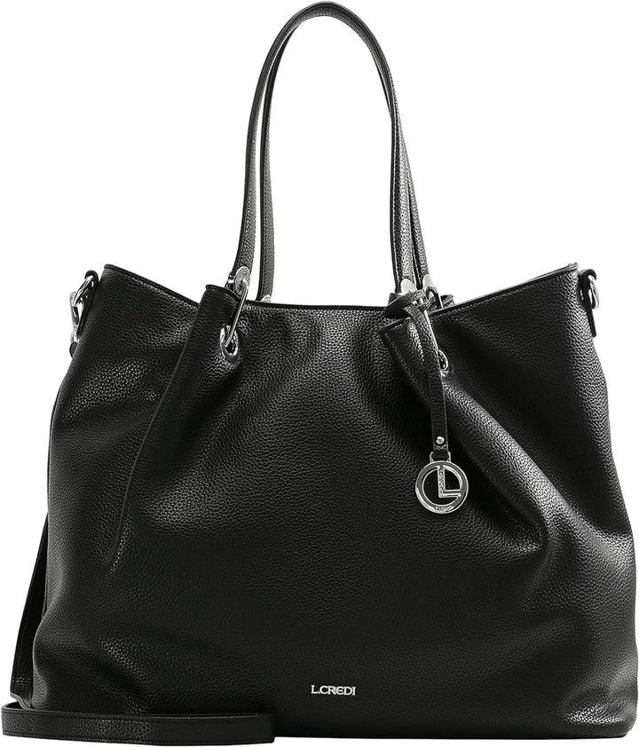 L.CREDI Handtasche Ebony mit Label-Applikationen Einheitsgrösse Schwarz, Einheitsgrösse Schwarz