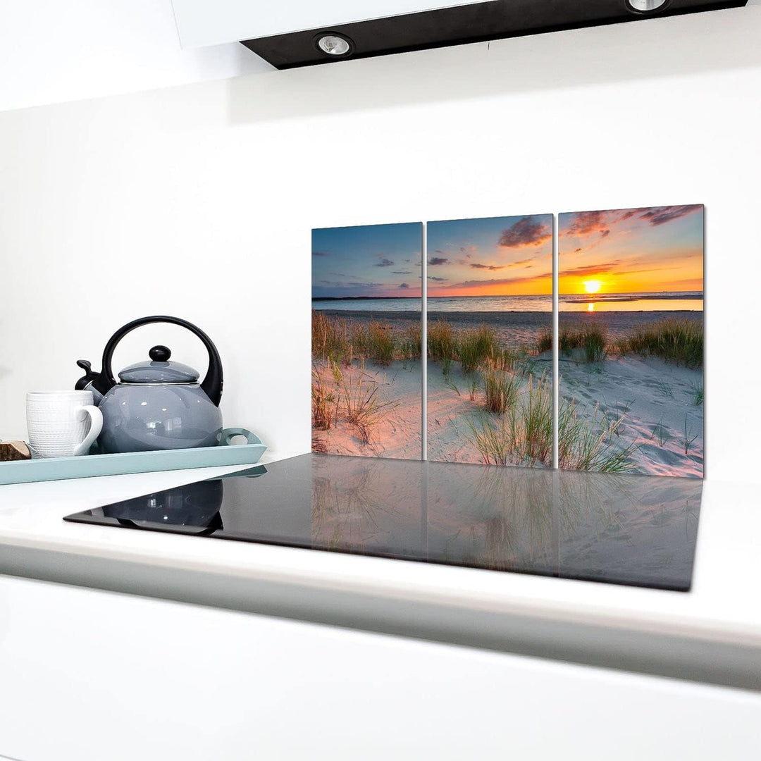 Herdabdeckplatten 3 Teilig 90x52 cm Ceranfeldabdeckung Küche Elektroherd Induktion Herdschutz Spritz