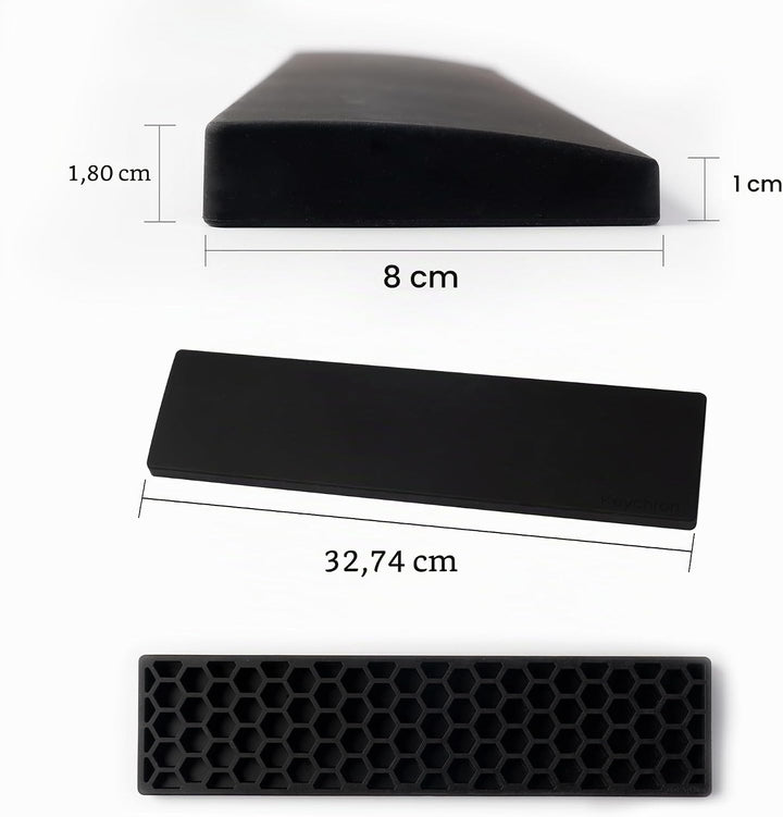 Keychron Schwarze Silikon-Handgelenk- und Handballenauflage, 327 mm (12,89 Zoll) für 75% kompakte Ta
