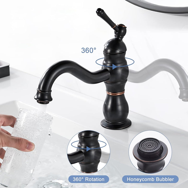 kisimixer Waschtischarmaturen Schwarz Matt Wasserhahn, Armaturen Waschtischarmatur 360°Schwenkbar au