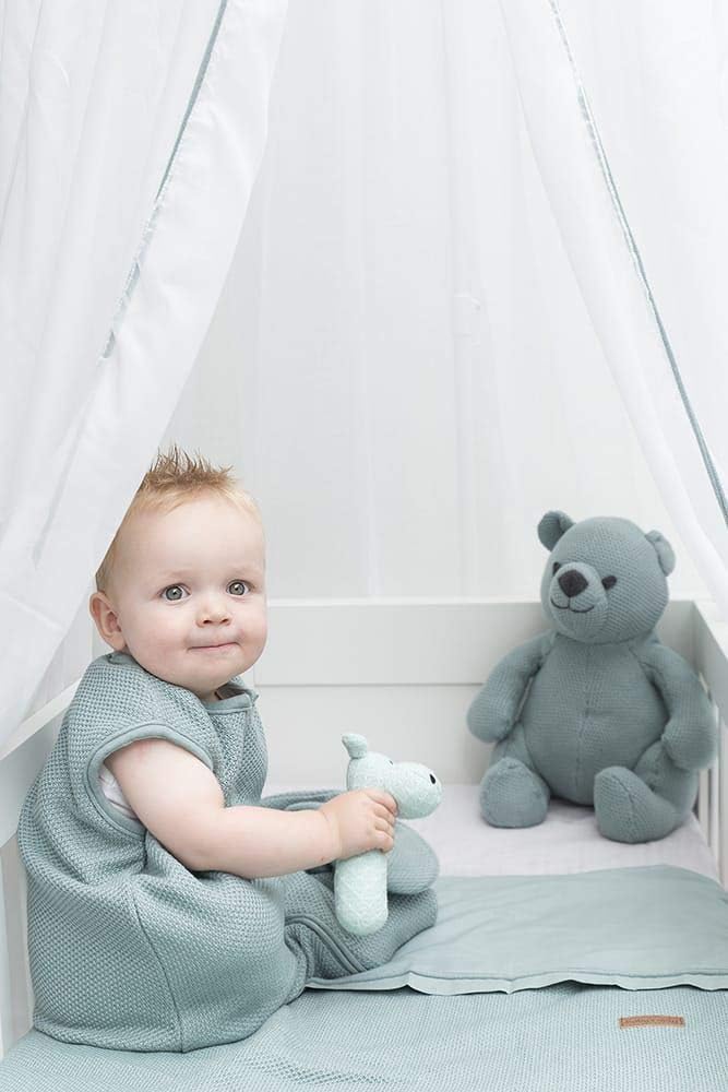 BO Baby’s Only - Gestrickte Gitterbettdecke Soft Classic - Strickdecke aus Baumwolle - Für Jungen -