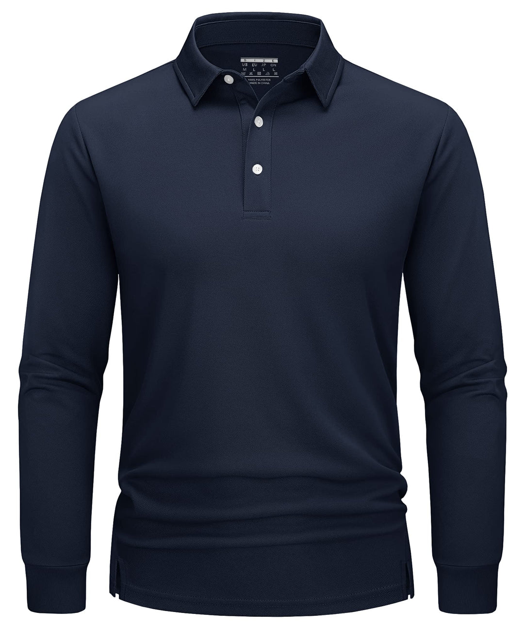 TACVASEN Herren Poloshirt Langarm Golf Polo Schnelltrocknend Funktionsshirts Leicht T-Shirts mit 3-K