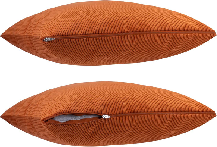 Selfitex 4er Set Cord Kissen 2X 50x50 + 2X 30x50, Couchkissen mit Füllung und Bezug, Kissen Cord, sa