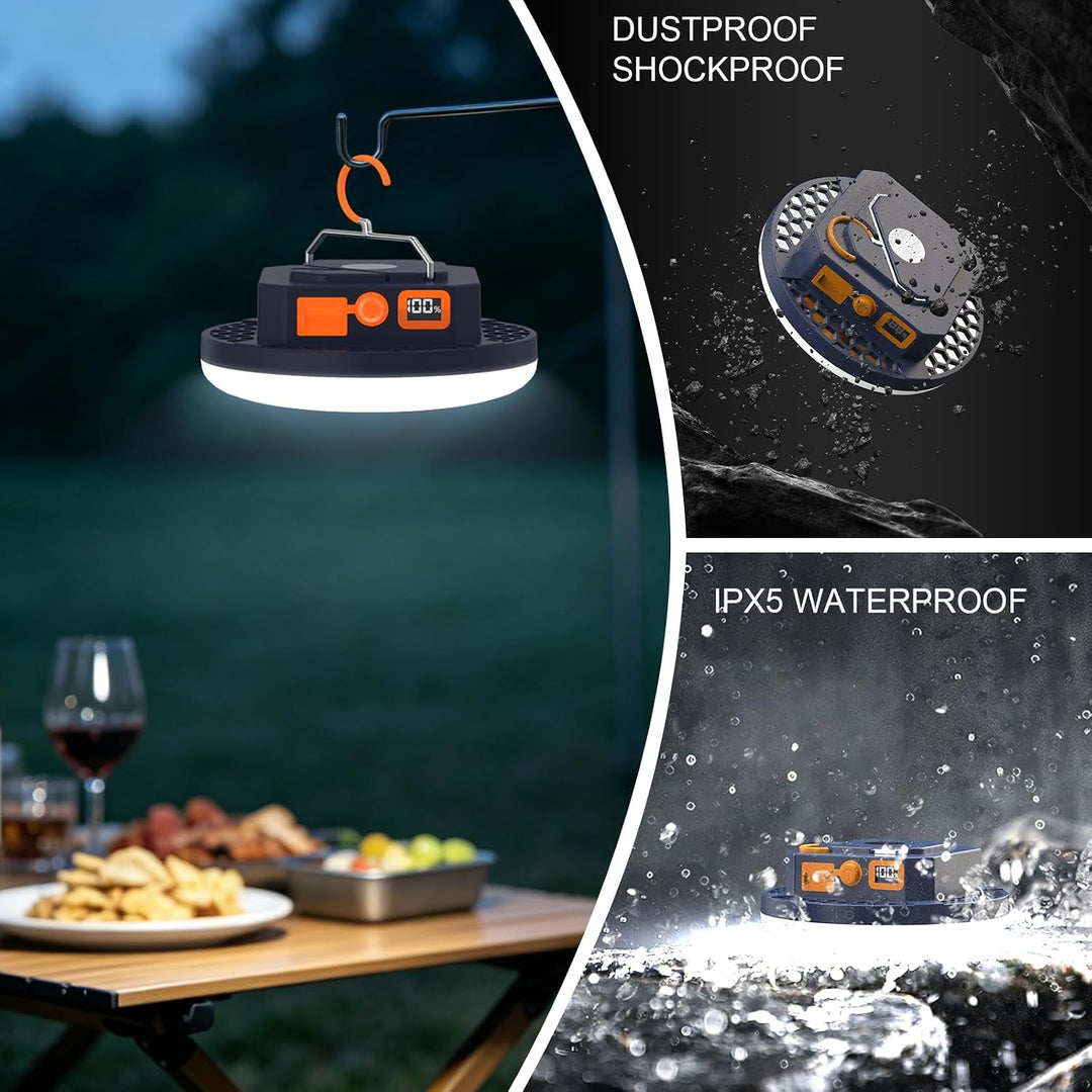 Campinglampe LED 2000 Lumen Camping Laterne mit 9900mAh Powerbank Aufladbar Zeltlampe, Suchscheinwer