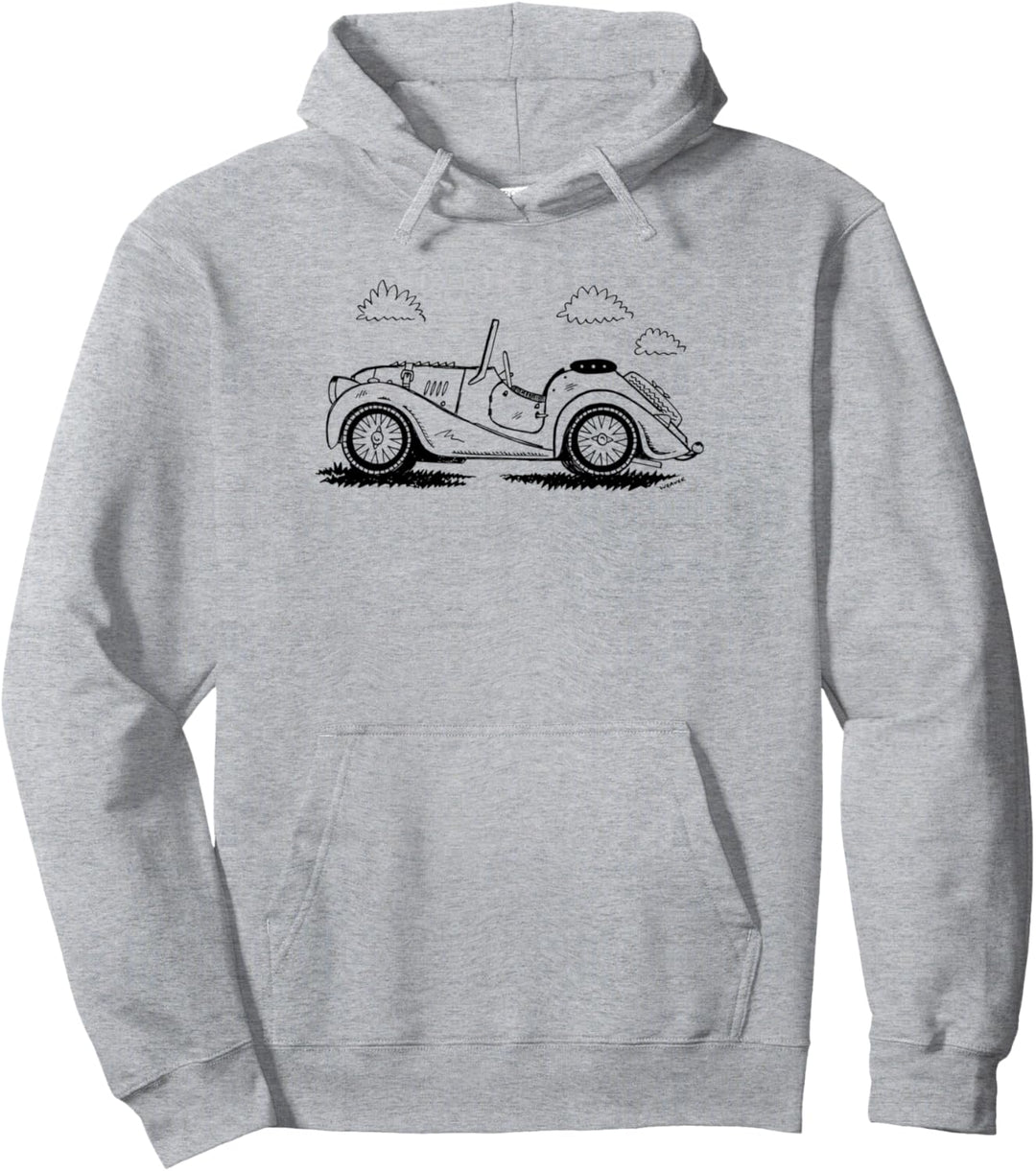 Morgan Plus 4 Cartoon Cute British Sportscar Pullover Hoodie