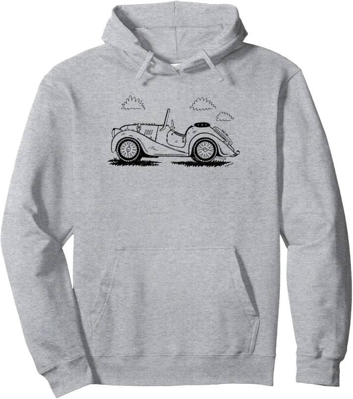 Morgan Plus 4 Cartoon Cute British Sportscar Pullover Hoodie