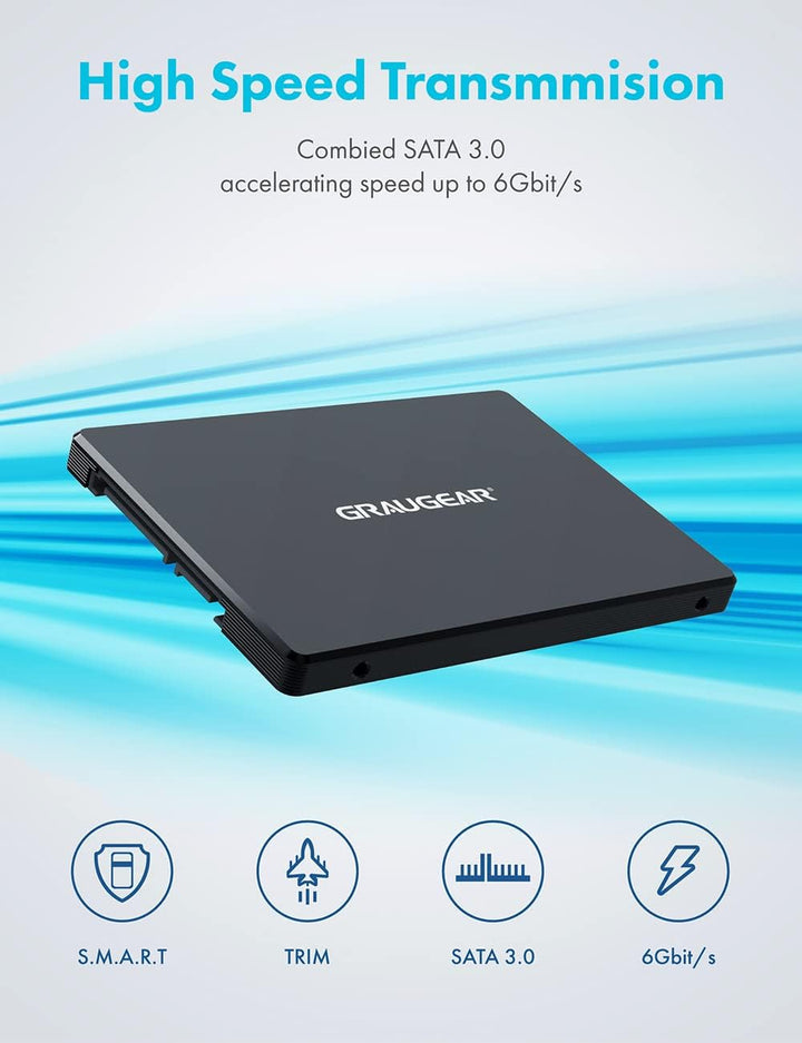 GRAUGEAR Aluminium M.2-SATA SSD Konverter, für B-Key M.2 NGFF zu 2,5” SATA, 2,5“ Bauform, 7 mm Einba