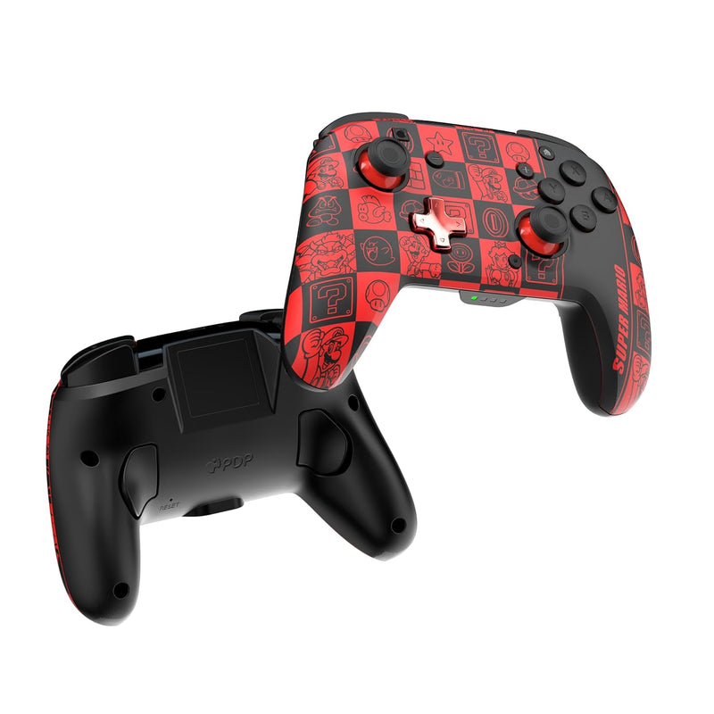 PDP Official Wireless Deluxe Controller Nintendo Switch GLOW - Super Icons Super Icon Red and Black,