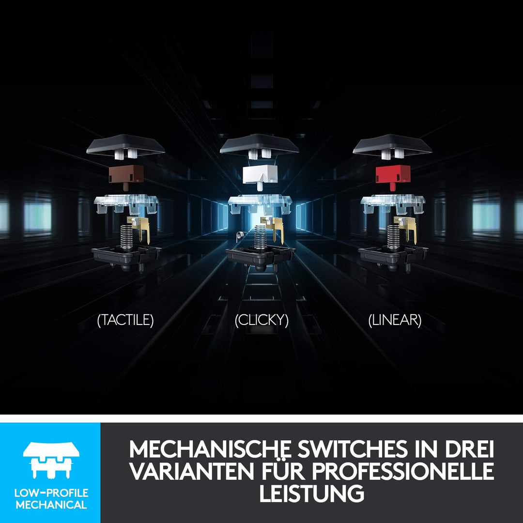Logitech G815 mechanische Gaming-Tastatur, Clicky GL-Tasten-Switch mit flachem Profil, LIGHTSYNC RGB