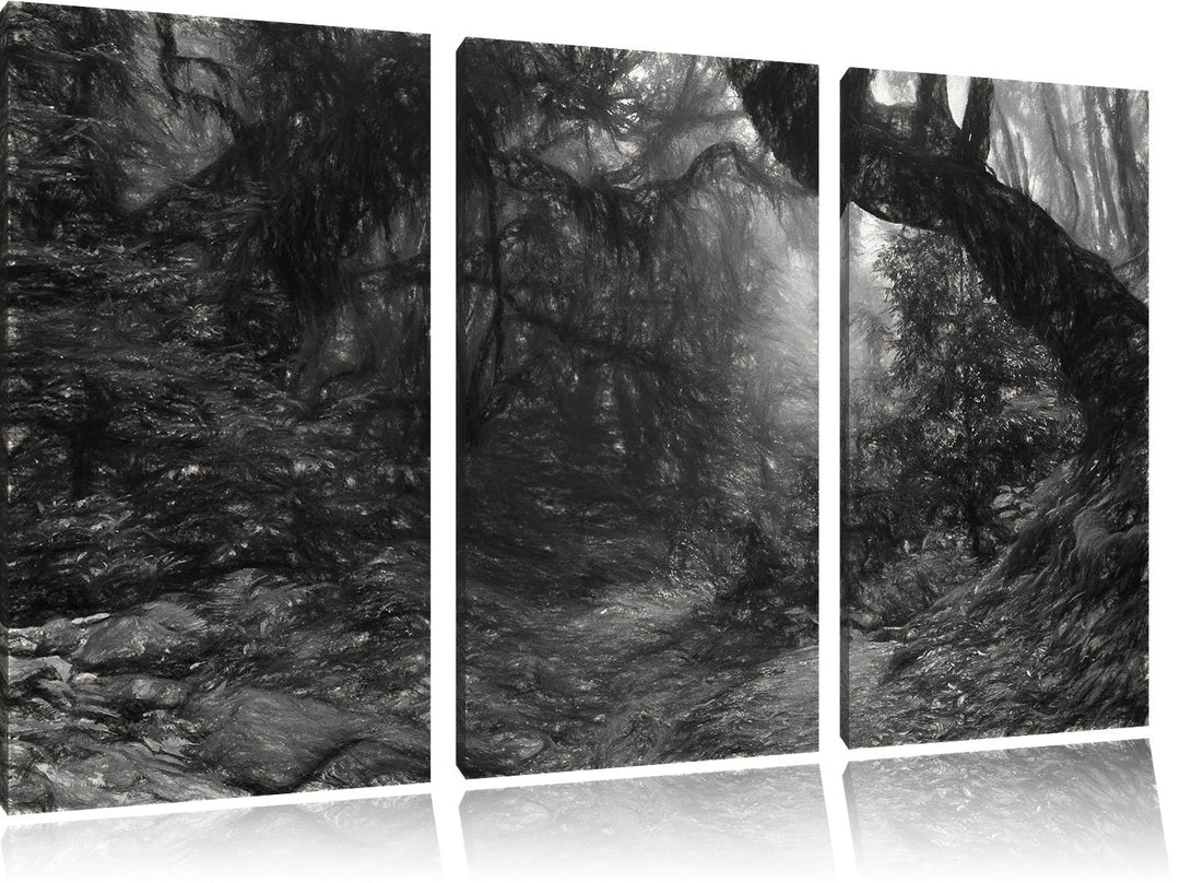 Pixxprint Mystischer Regenwald als Leinwandbild/Grösse: 3 Teilig (120x80 cm) cm/Wandbild/Kunstdruck/