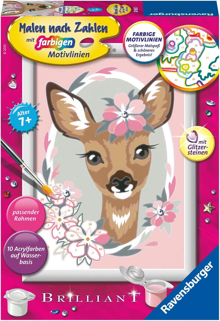 Ravensburger Malen nach Zahlen 28983 - Süsses Reh - Malen nach Zahlen für Kinder ab 7 Jahren & Malen