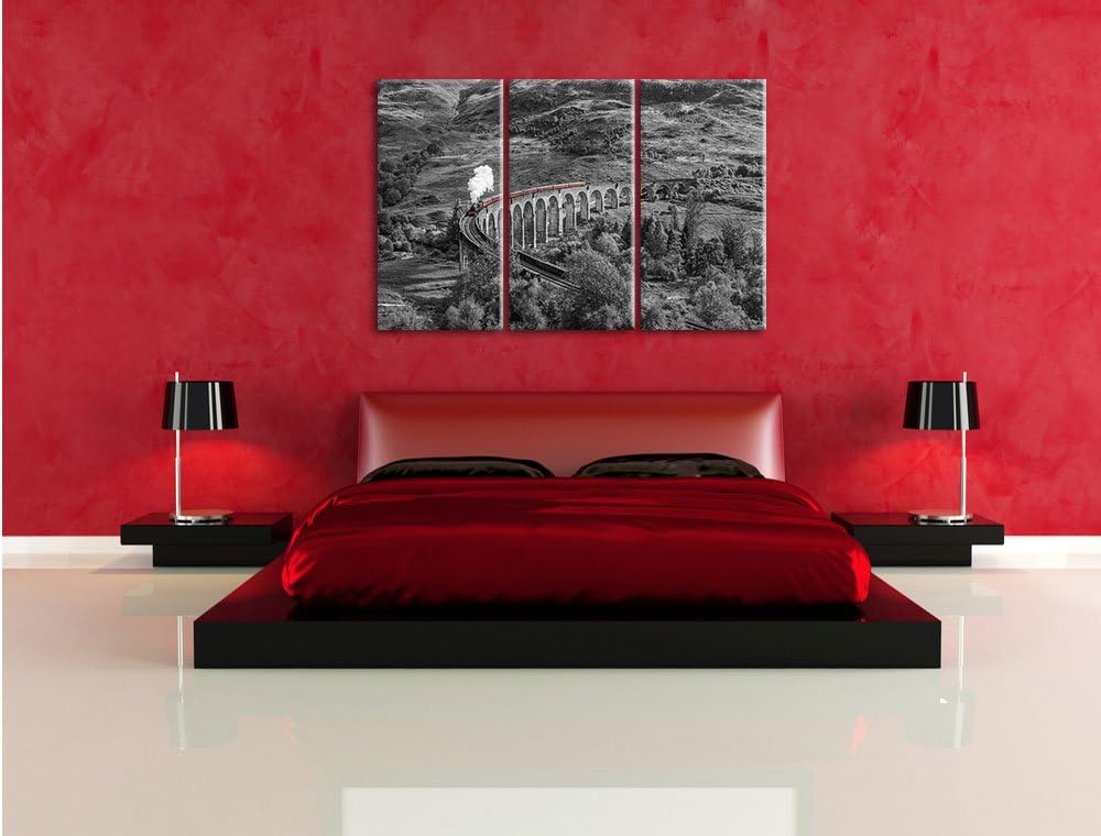 Pixxprint Eisenbahnviadukt in Schottland als Leinwandbild/Grösse: 3 Teilig (120x80 cm) cm/Wandbild/K