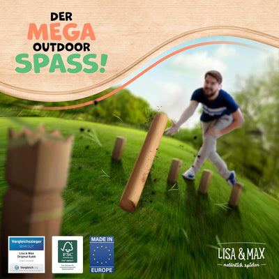 Wikinger Kubb Spiel Test SEHR GUT aus robustem Premium FSC Buchen Holz - Schweden Schach Made in EU