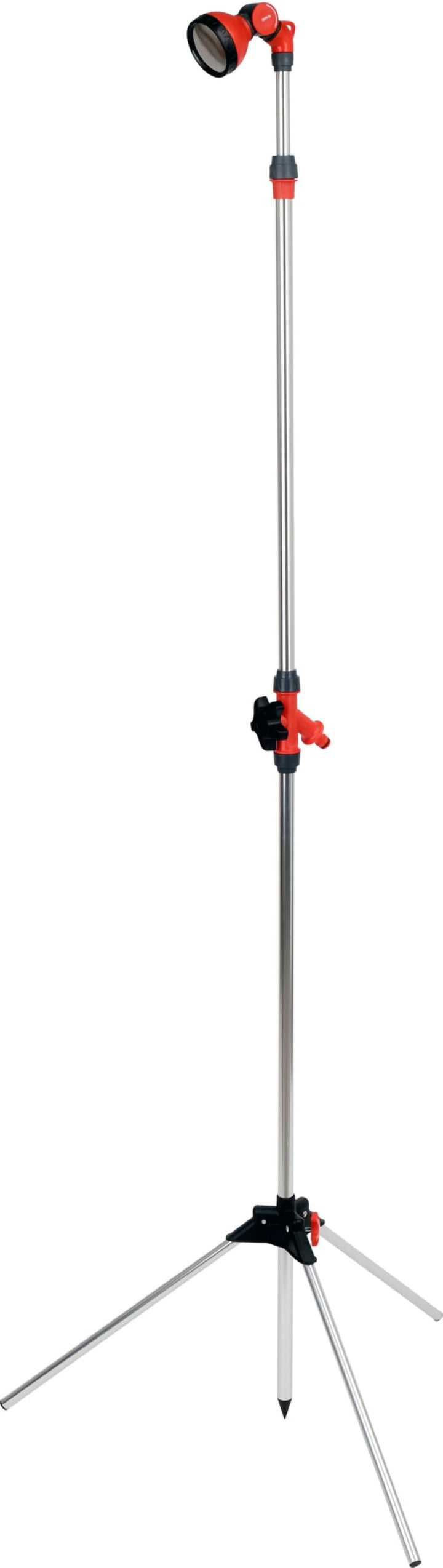 Höhenverstellbare Teleskop-Gartendusche mit Dreibeinstativ 175–229 cm und Schnellanschluss für Garte