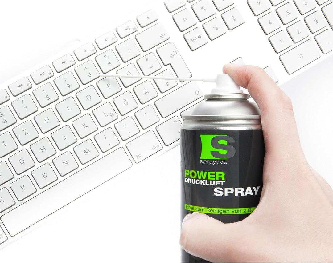 6 x 750ml Spraytive Power Druckluftspray/Druckluftreiniger mit 100mm Sprühverlängerung - PC Reinigun