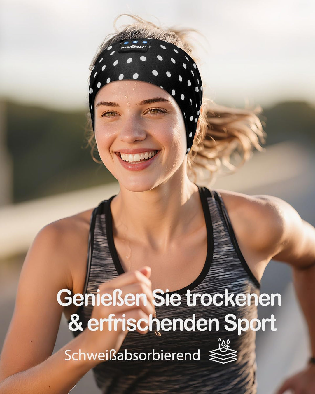 MUSICOZY Schlafkopfhörer Bluetooth, Schlaf Kopfhörer Seitenschläfer Kabellos Sport Kopfhörer Stirnba