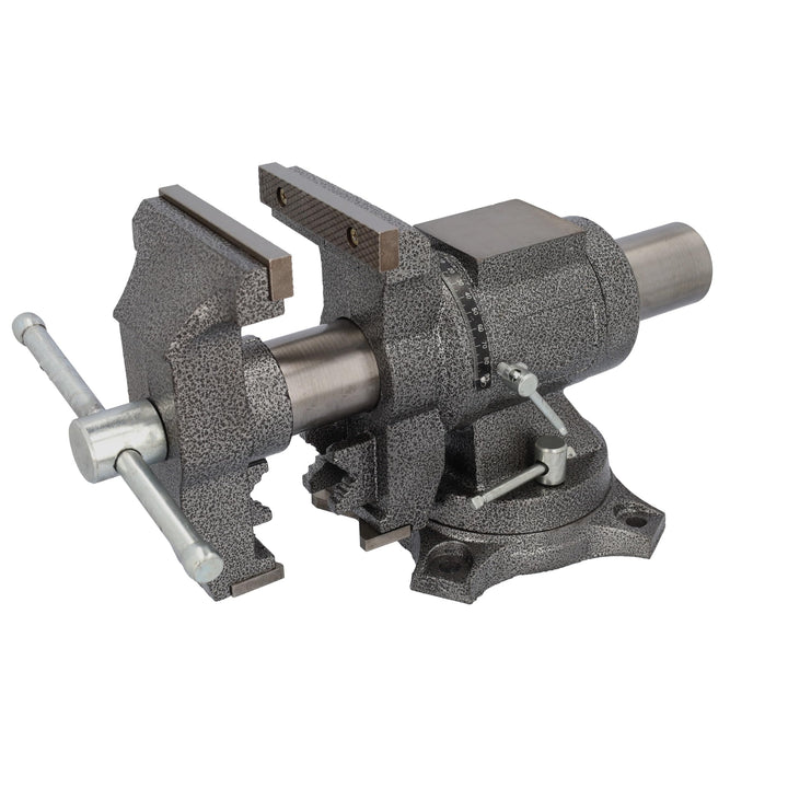 HRB Profi Schraubstock drehbar gross - 125 mm Spannweite-, multifunktionaler Profi Tischschraubstock