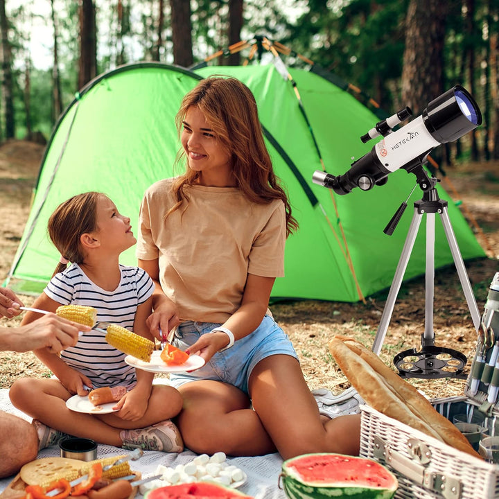 HETEKAN Teleskop, Teleskop Astronomie für Erwachsene Kinder Anfänger, 70mm Apertur 400mm AZ Mount Re