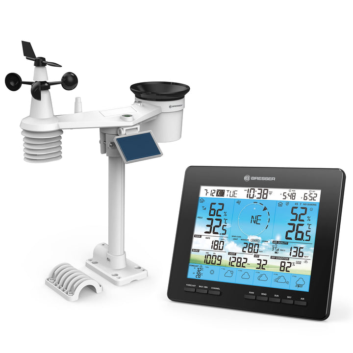 Bresser 6-Tage 4CAST Funk Wetter Station PRO WLAN-Wetter-Center 7-in-1 solar mit Wind- und Regenmess