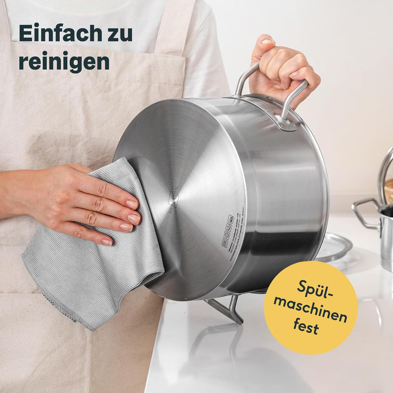 SILBERTHAL Kochtopf Induktion 24 cm - Edelstahl - 5,8L - Topf mit Deckel zum Einhängen - Für alle He