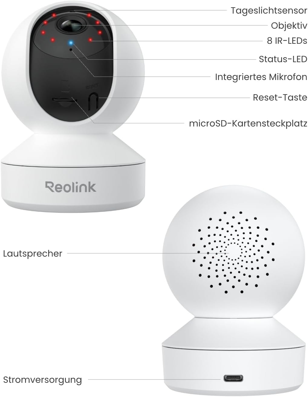 Reolink 2K 4MP WLAN Überwachungskamera Innen, 360°-Ansicht Baby Monitor mit Personen-/Tier-/Weinen-E