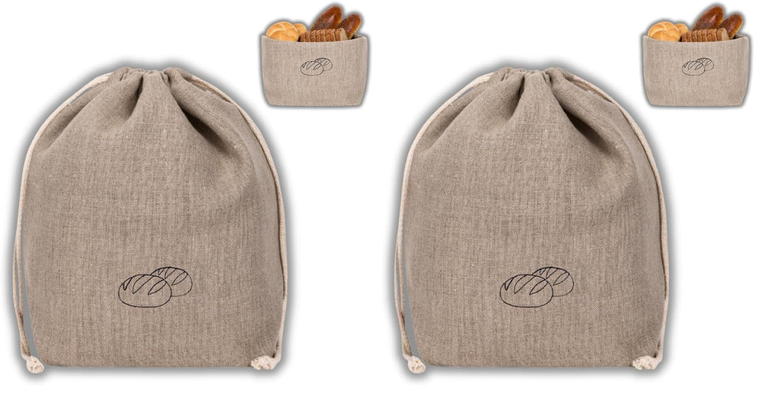slowroom Brotbeutel 30 x 34 cm und Brotkorb 2 in 1 - Brotkorb Stoff - doppelte Leinenschicht - Brötc