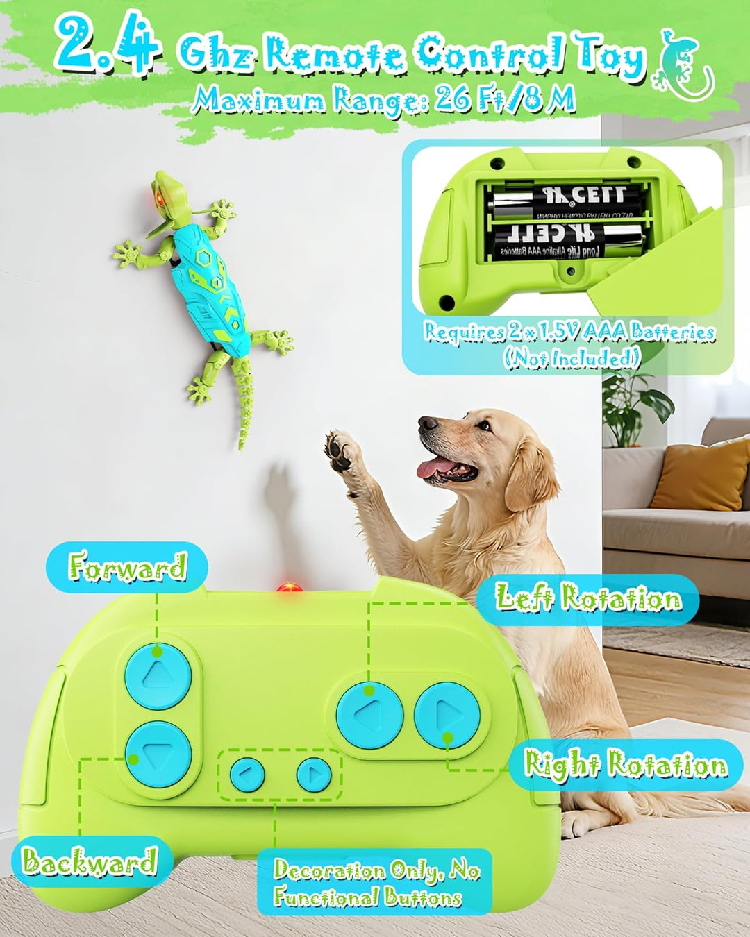 Gecko Wandflitzer - Ferngesteuerter Eidechse Spielzeug Kinder RC Roboter mit Leuchtende Augen, Aufla