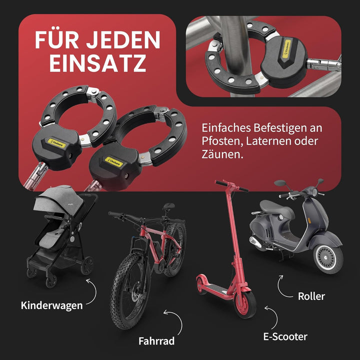 E-Scooter Schloss mit Handschellen-Kette – Handschellenschloss, Scooter-Schloss aus A3 Stahl, Ketten