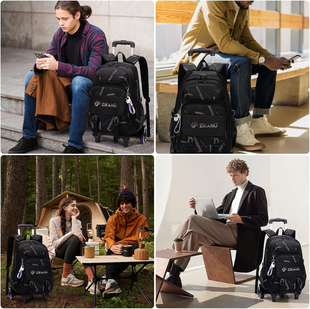 Voici et Voila Rucksack mit Rollen Jungen Schulrucksack Trolley Kinder Schultasche mit Rollen Schulr