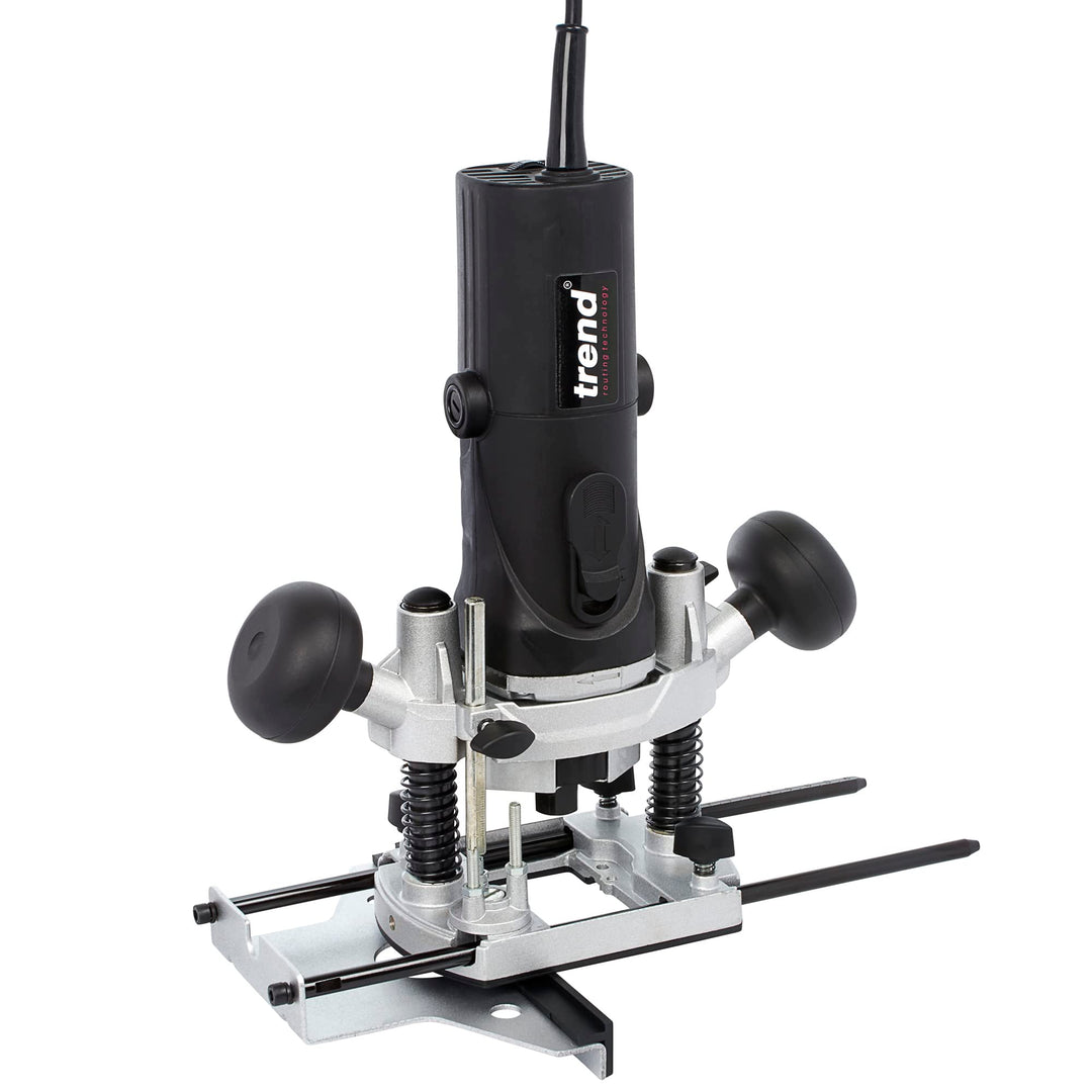 Trend 850 W 8 mm Router mit variabler Geschwindigkeit 230 V EU, 35 mm Eintauchtiefe, eingebaute Absc