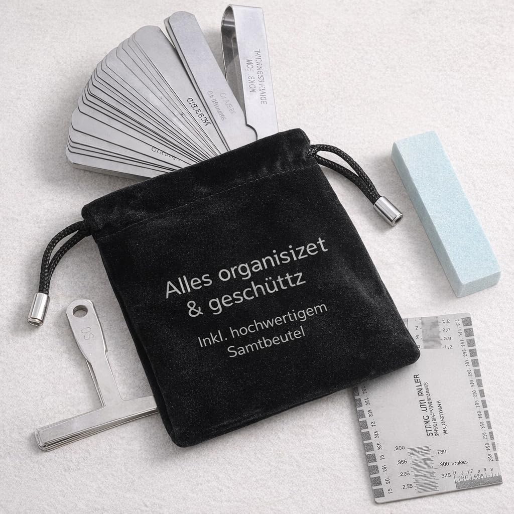 Gitarren Tool Set mit Sander Radius Gauge, String Action Ruler Griffbrettschutz für Gitarren und Bas