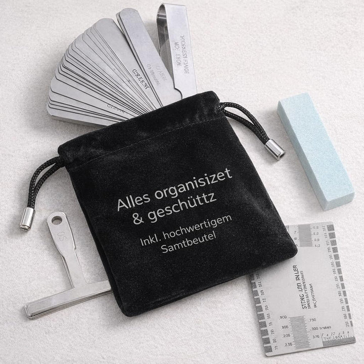 Gitarren Tool Set mit Sander Radius Gauge, String Action Ruler Griffbrettschutz für Gitarren und Bas