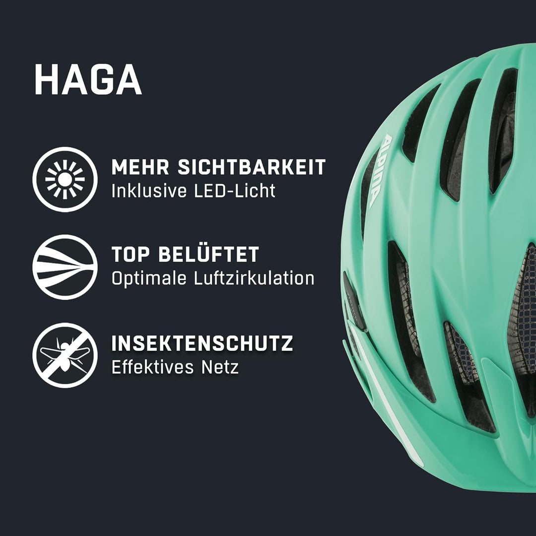 ALPINA HAGA - Stossabsorbierender, Sicherer & Optimal Anpassbarer Urban Fahrradhelm Mit Integriertem