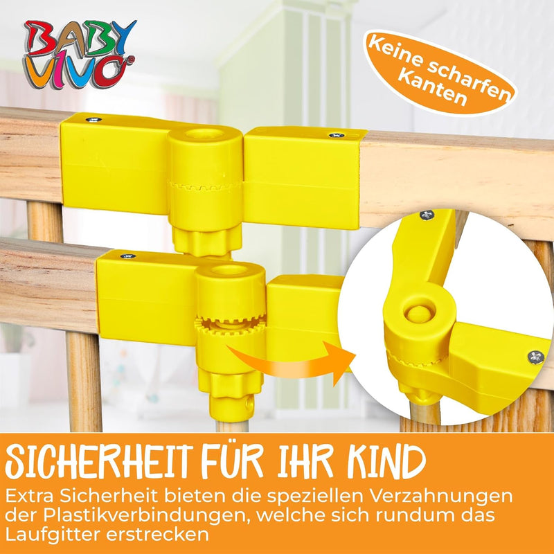 Baby Vivo XXL Laufgitter Laufstall Baby Absperrgitter Krabbelgitter Schutzgitter für Kinder aus Holz